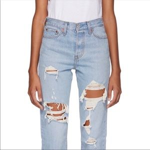 Levi’s Wedgie Fit Distressed Ripped Jeans